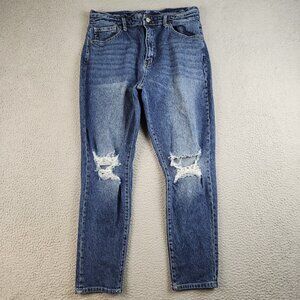 Womens Ultra High Rise Mom Jean Size 15/31 Blue Comfort Stretch Kancan Dark Wash